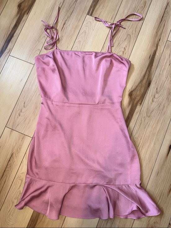 Express Dresses & Skirts - Sleeveless Pink Ruffle-Hem Mini Dress